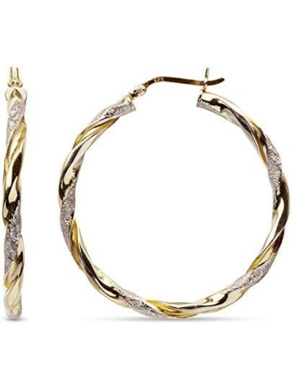 Lightweight Two-Tone 14K Gold Plated Sterling Silver Hoop Earrings for Women